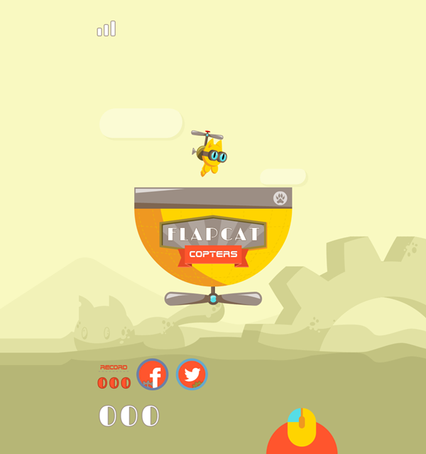 FlapCat Copters Game Welcome Screenshot.