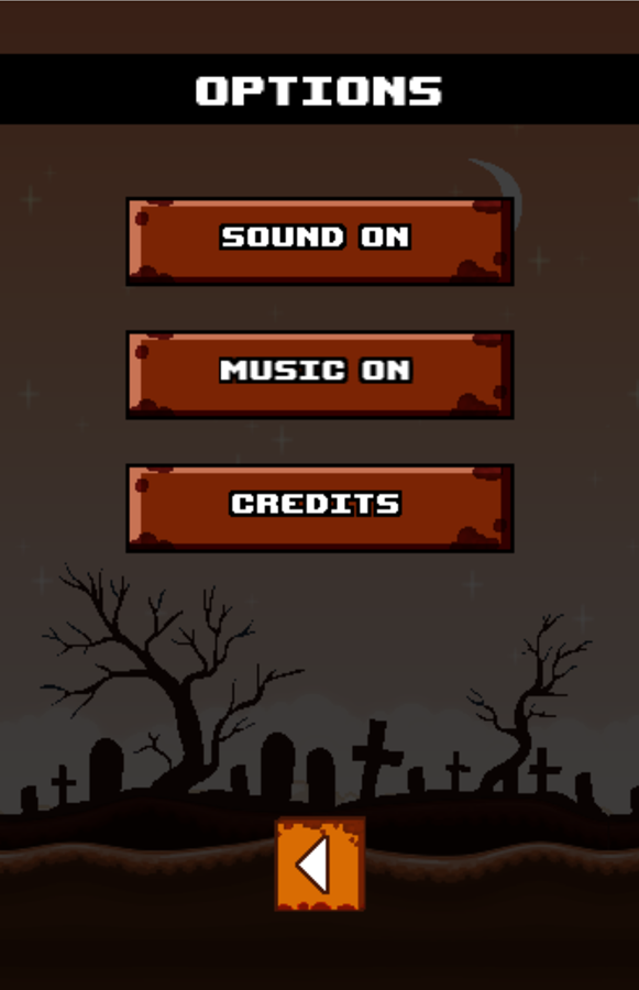 Flapping Crush Game Options Screen Screenshot.