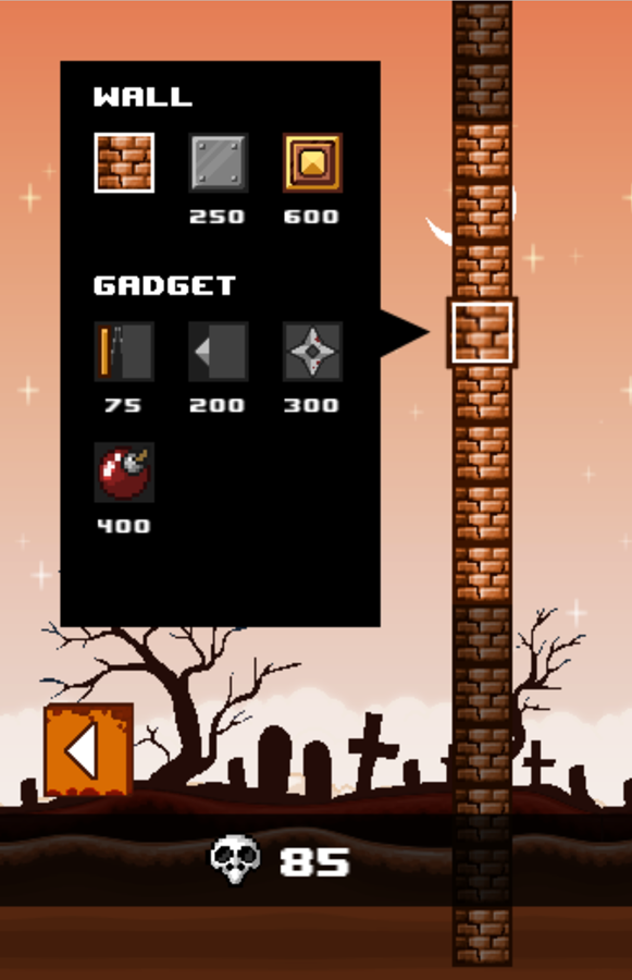 Flapping Crush Game Wall Upgrades Screen Screenshot.