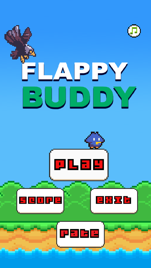 Flappy Buddy Game Welcome Screen Screenshot.