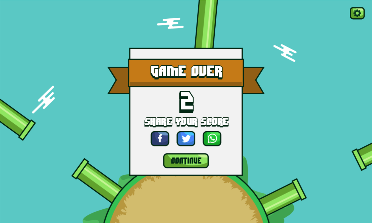 Flappy Copter Game Over Screen Screenshot.