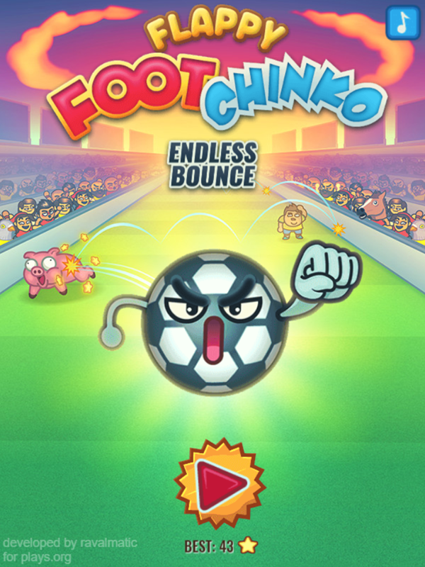 Flappy Foot Chinko Endless Bounce Game Welcome Screen Screenshot.