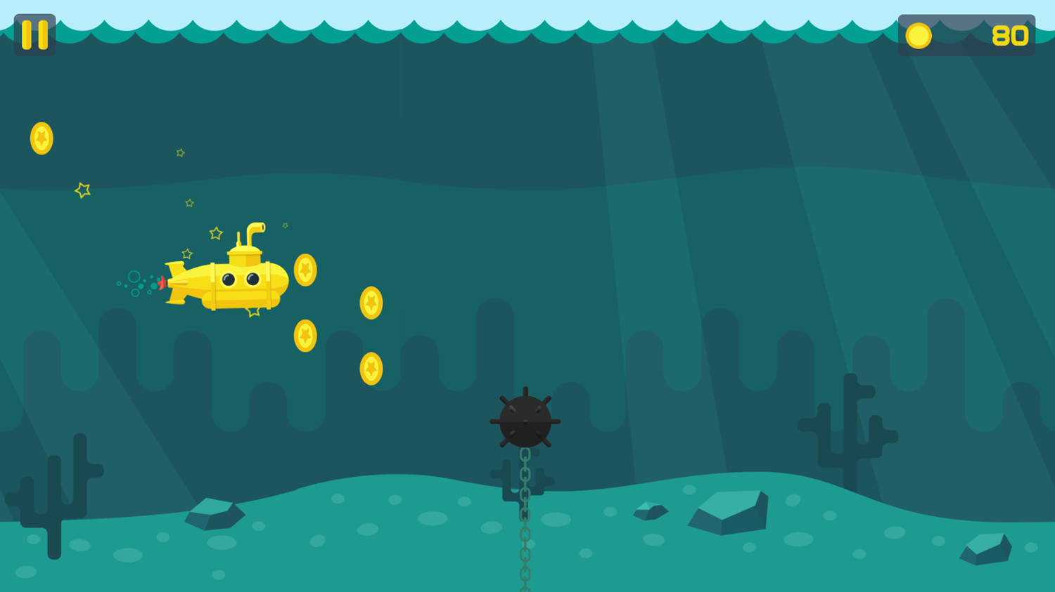 Flappy Submarine Game Play Screenshot.