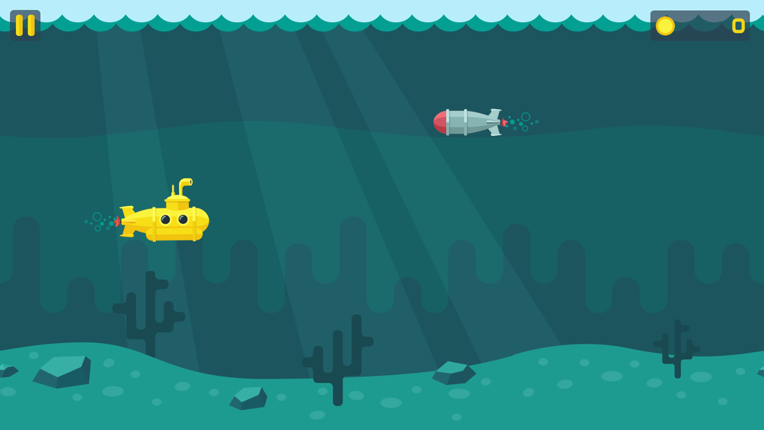 Flappy Submarine Game Start Screenshot.