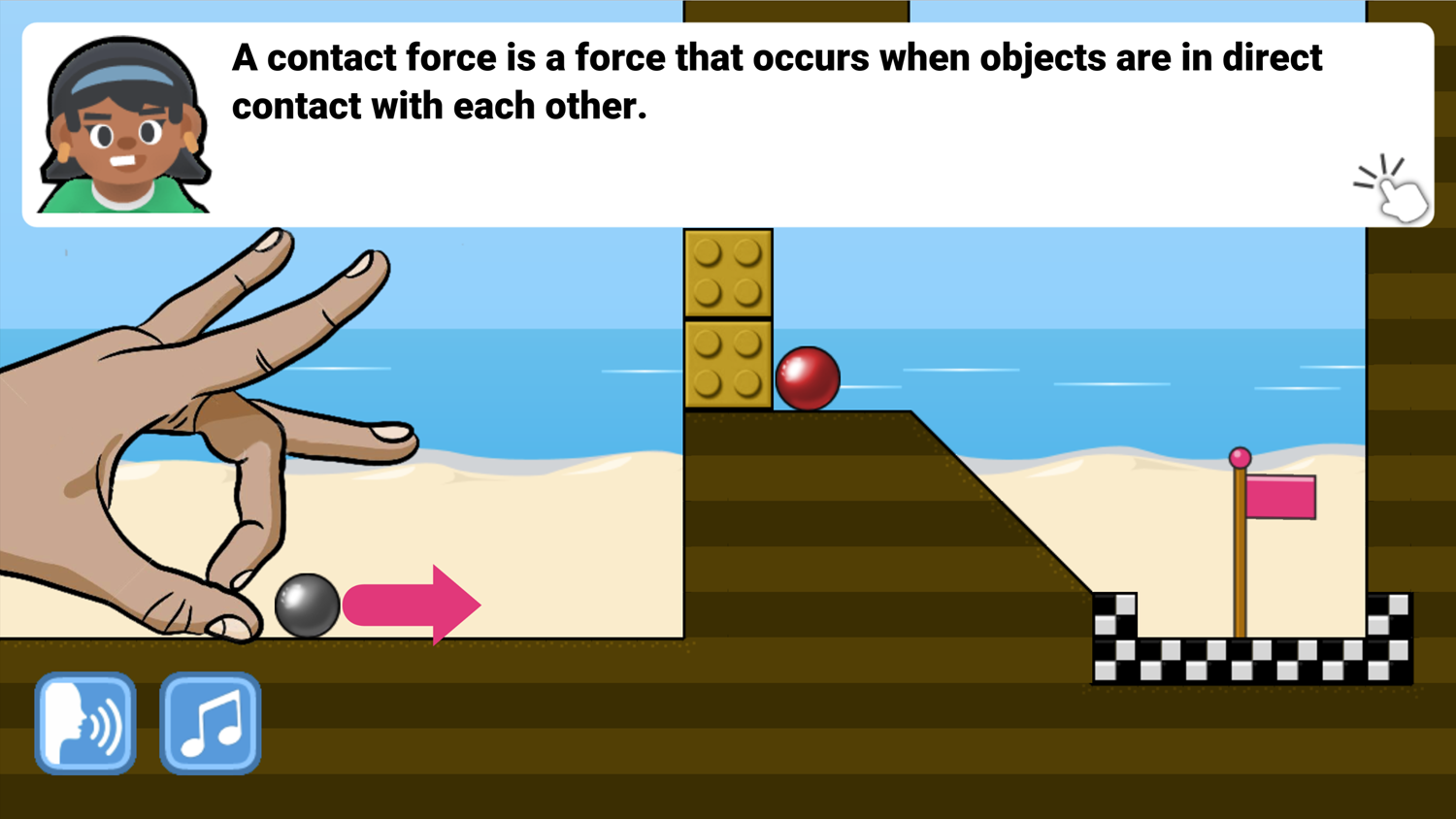 Flick a Marble Game Contact Force Screenshot.