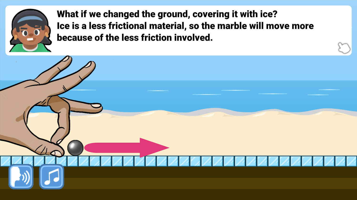 Flick a Marble Game Reducing Friction Screenshot.