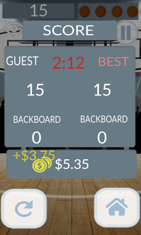 Flick Basketball Shoot Game Score Screenshot.