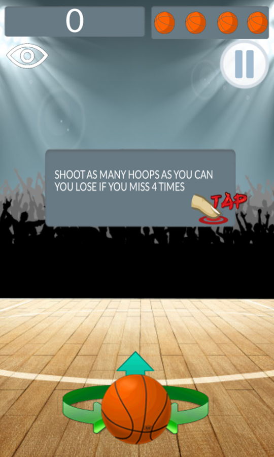 Flick Basketball Shoot Game Start Screenshot.