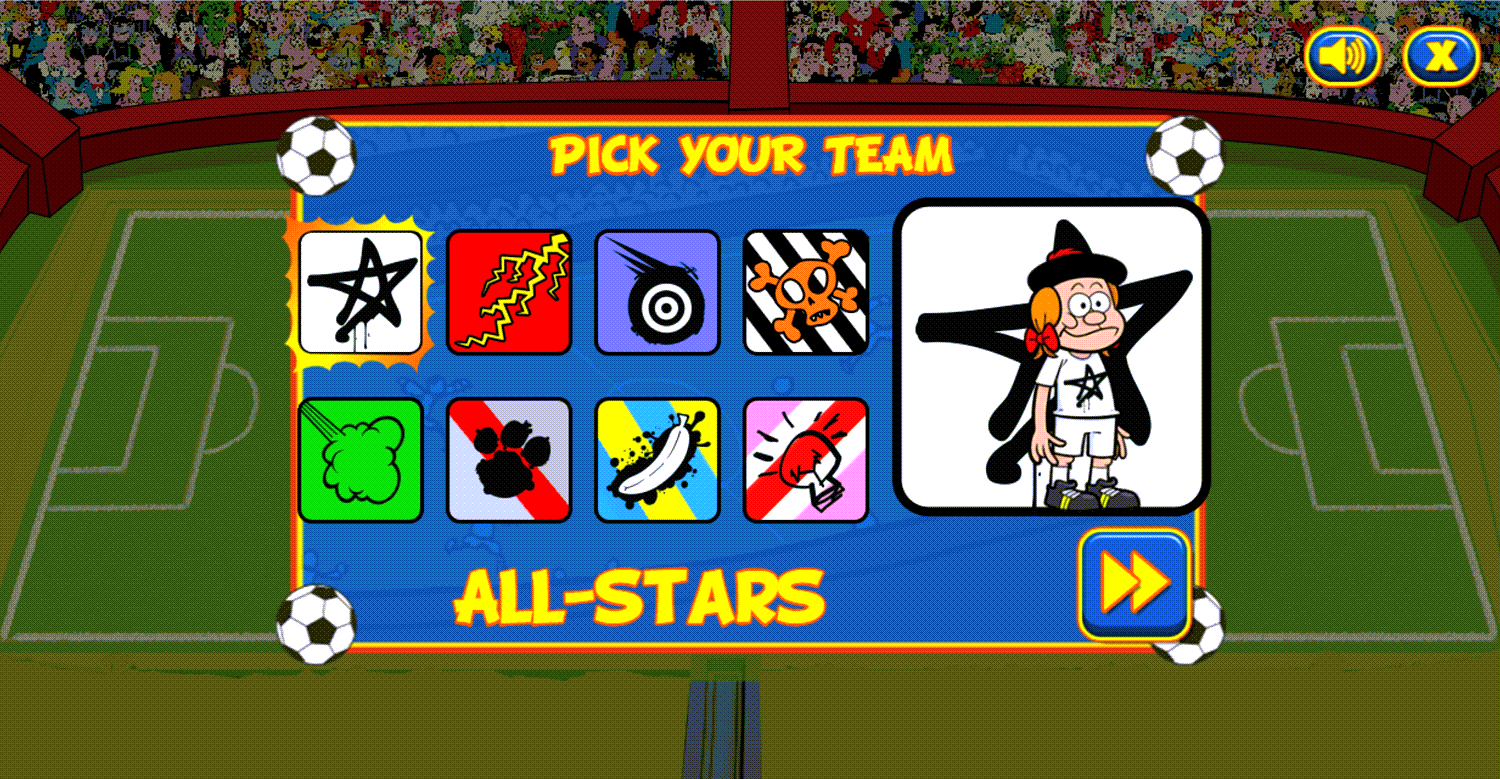 Flick Football Game Team Select Screen Screenshot.