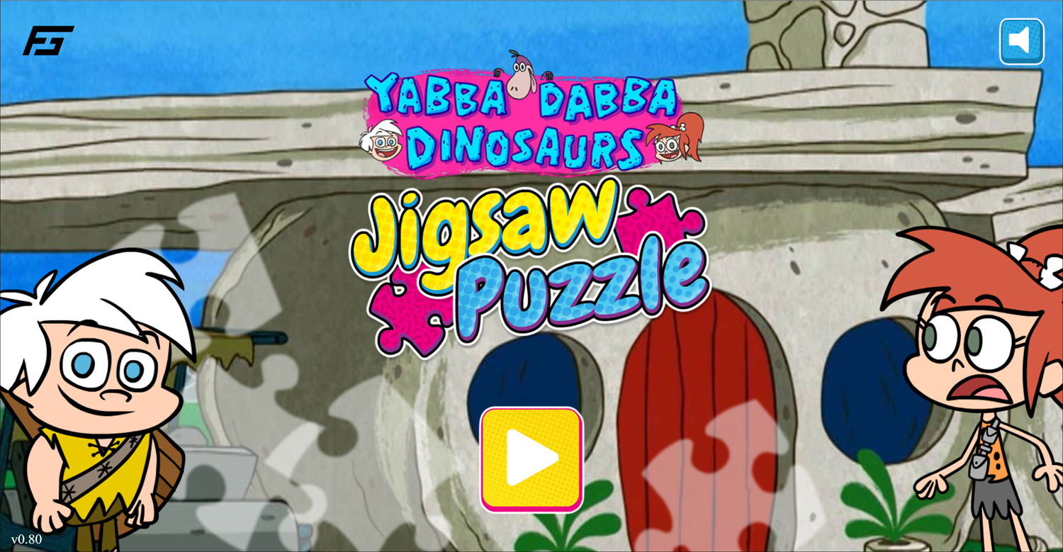 Flintstones Yabba Dabba Dinosaurs Jigsaw Puzzle Game Welcome Screen Screenshot.