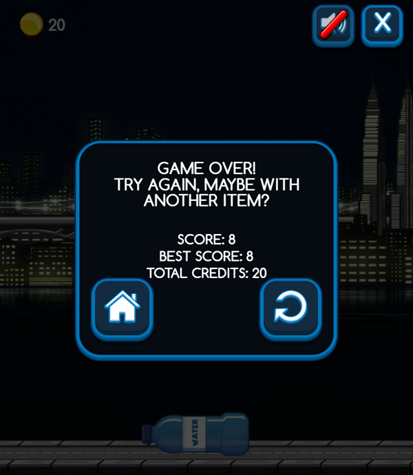 Flip the Bottle Game Score Screenshot.