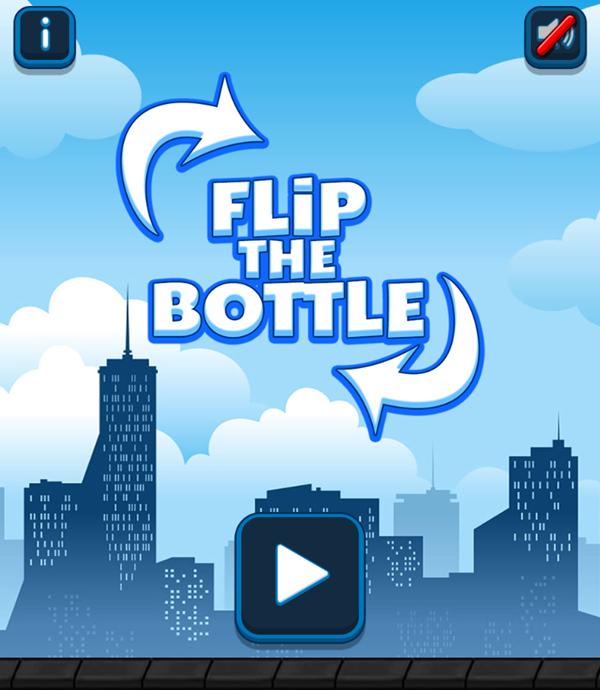 Flip the Bottle Game Welcome Screen Screenshot.