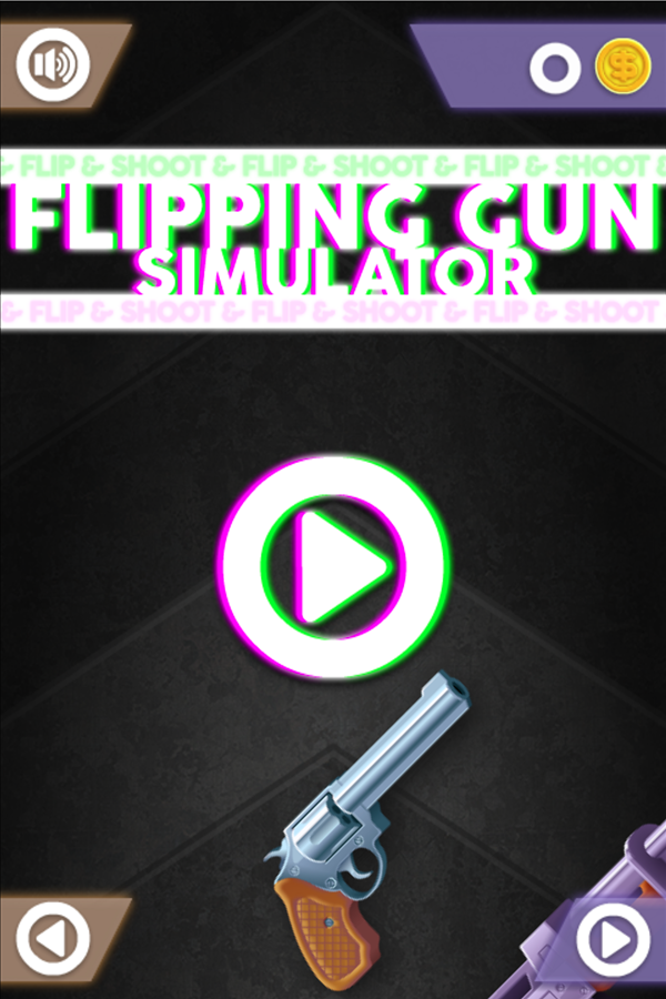 Flipping Gun Simulator Game Welcome Screen Screenshot.