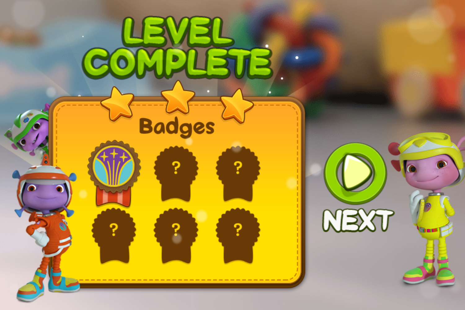 Floogals Maze Adventure Game Level Complete Screenshot.