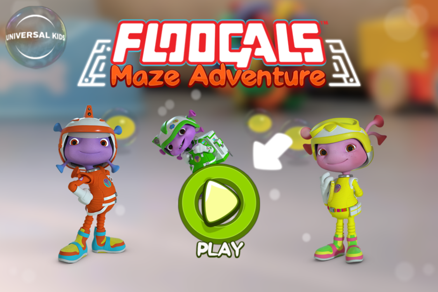 Floogals Maze Adventure Game Welcome Screen Screenshot.