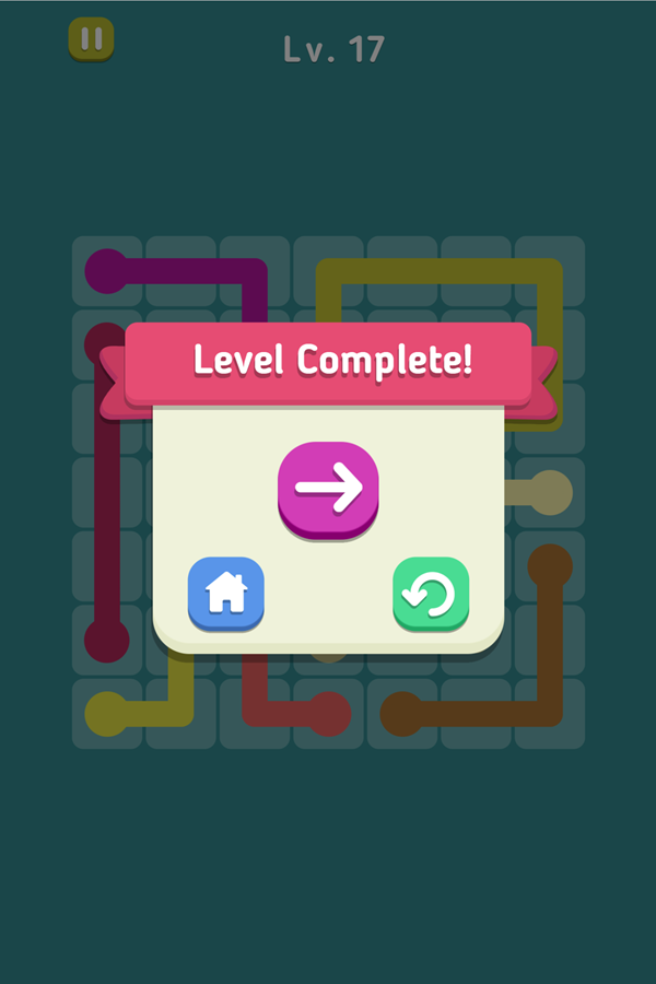 Flow Lines Game Level Complete Screen Screenshot.