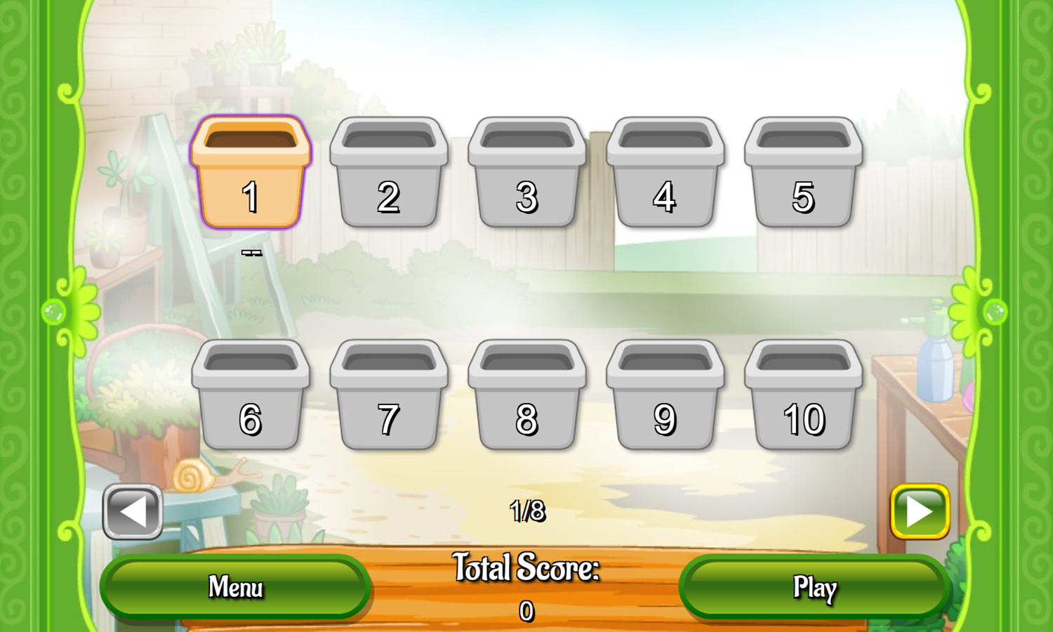 Flower Dimensions Game Level Select Screenshot.