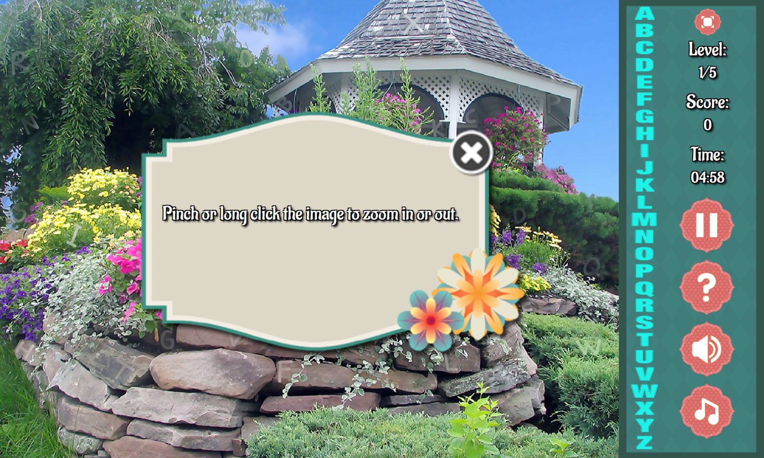 Flower Garden Game Level Start Screenshot.