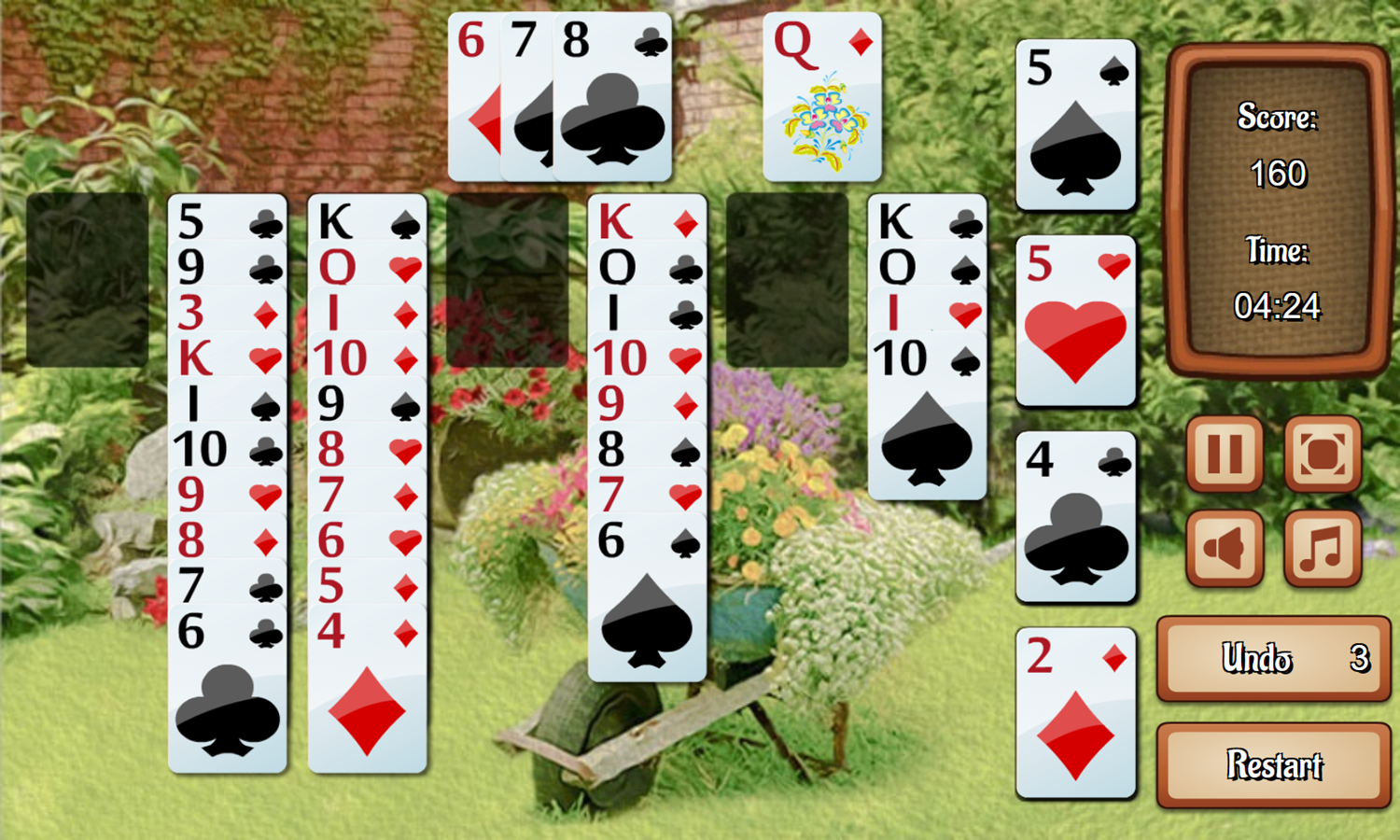 Flower Garden Solitaire Game Play Screenshot.