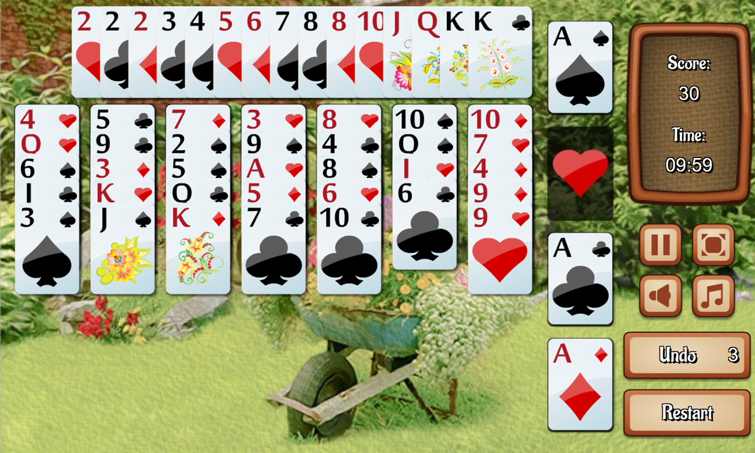 Flower Garden Solitaire Game Start Screenshot.