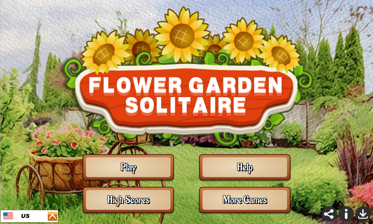 Flower Garden Solitaire Game Welcome Screen Screenshot.