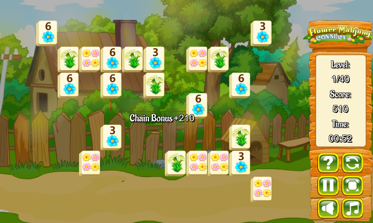 Flower Mahjong Connect Game Play Screenshot.