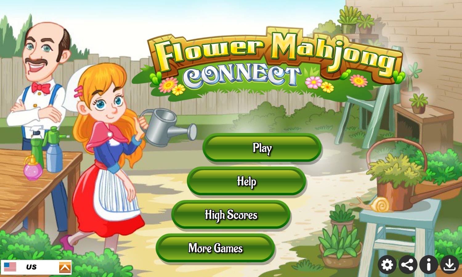 Flower Mahjong Connect Game Welcome Screen Screenshot.