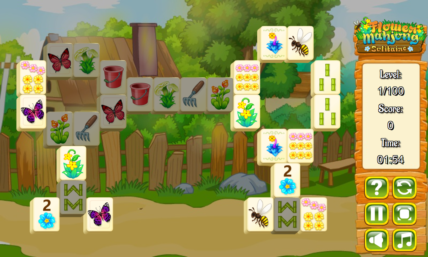 Flower Mahjong Solitaire Game Level Start Screenshot.