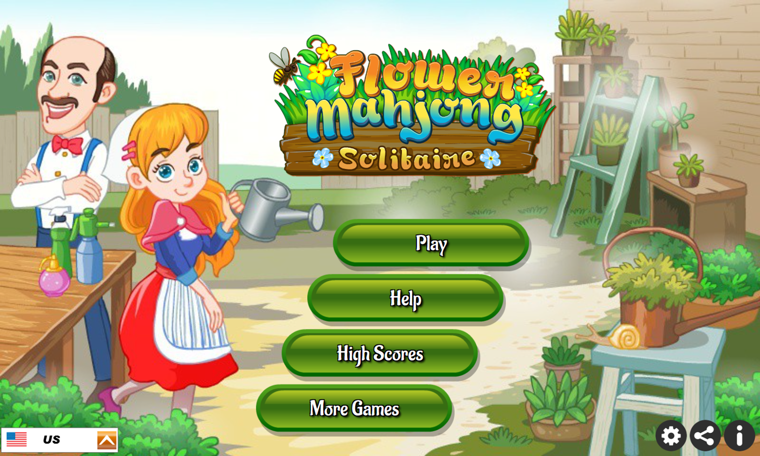Flower Mahjong Solitaire Game Welcome Screen Screenshot.
