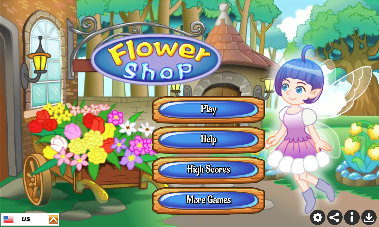 Flower Shop Game Welcome Screen Screenshot.