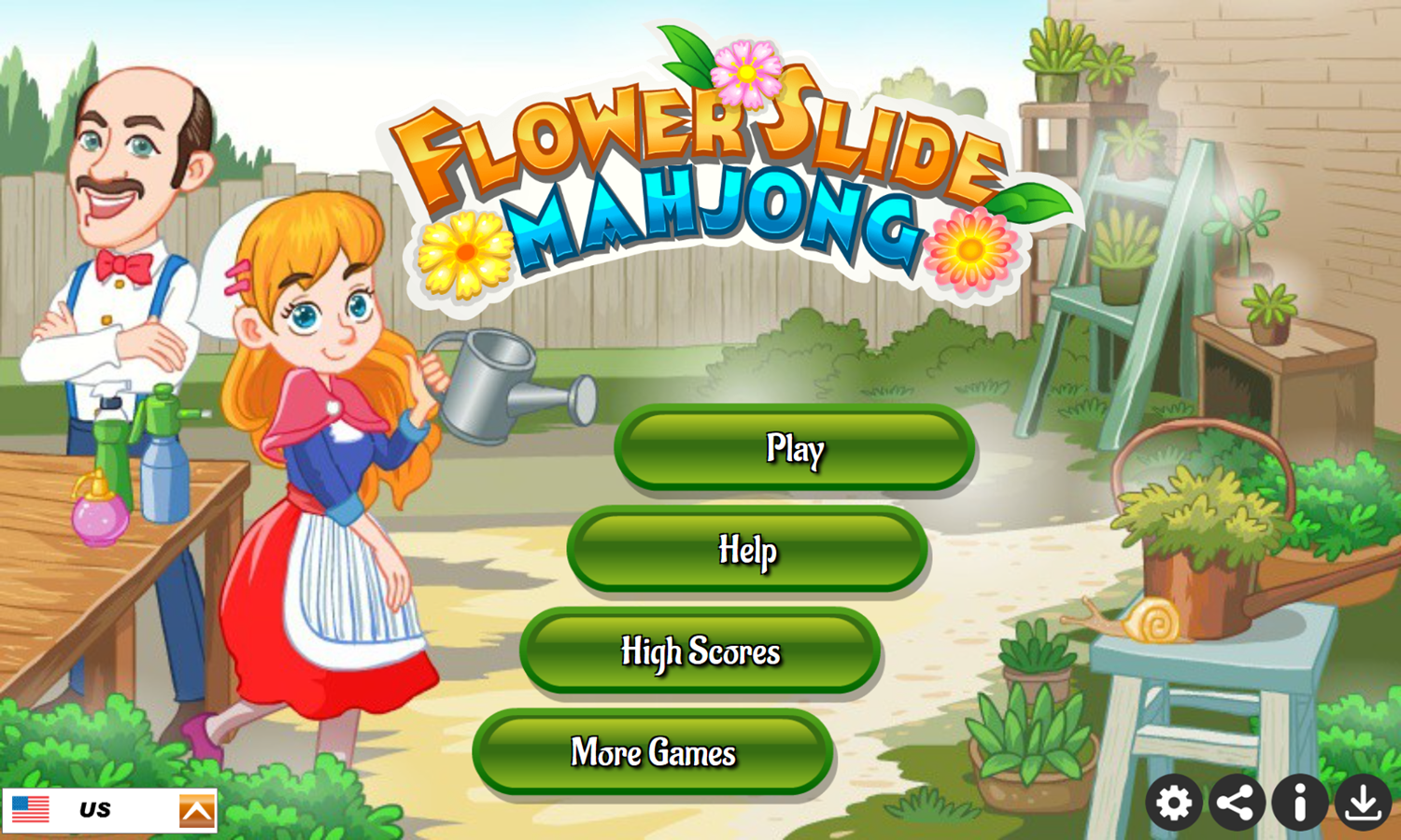 Flower Slide Mahjong Game Welcome Screen Screenshot.