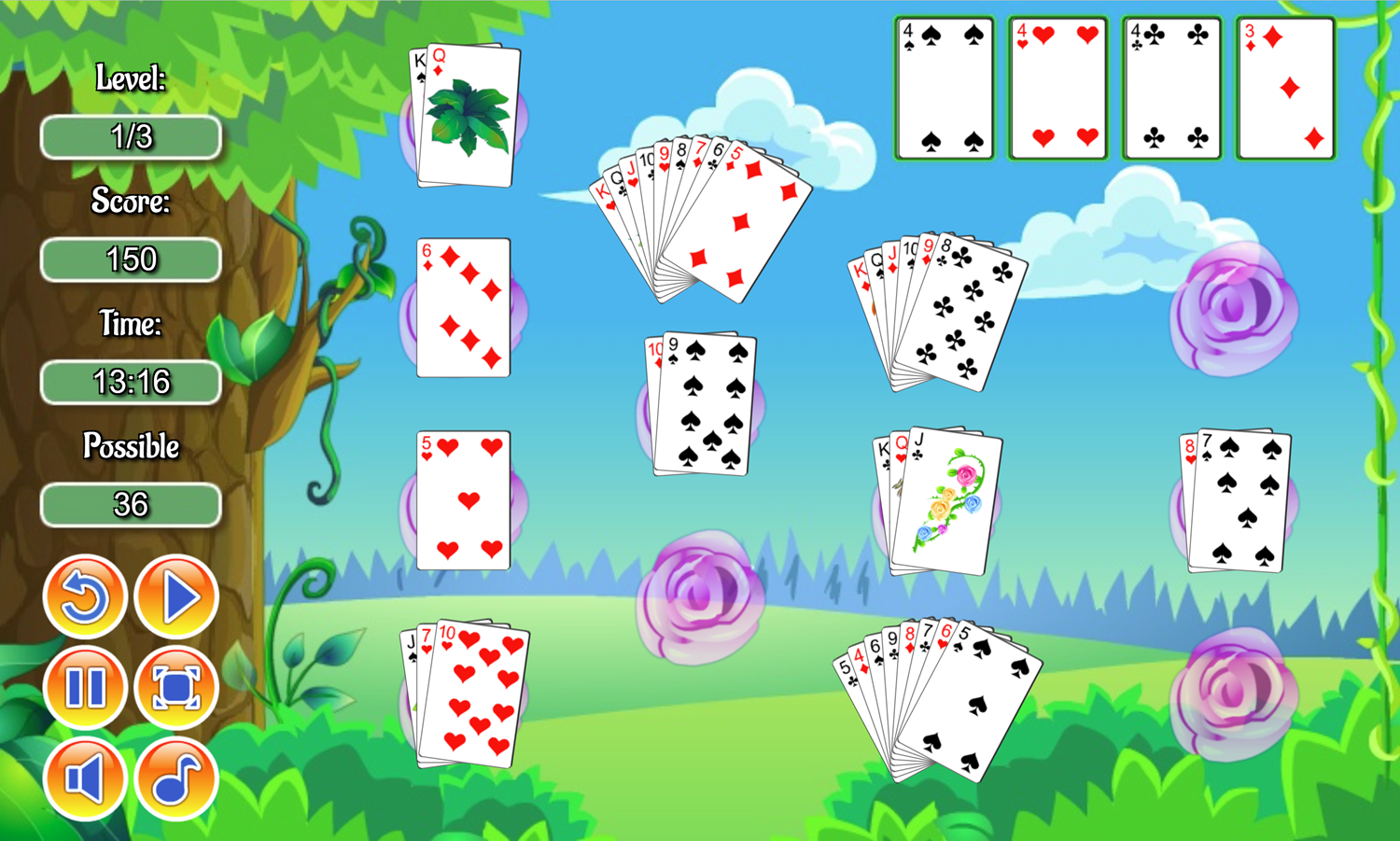 Flower Solitaire Gameplay Screenshot.