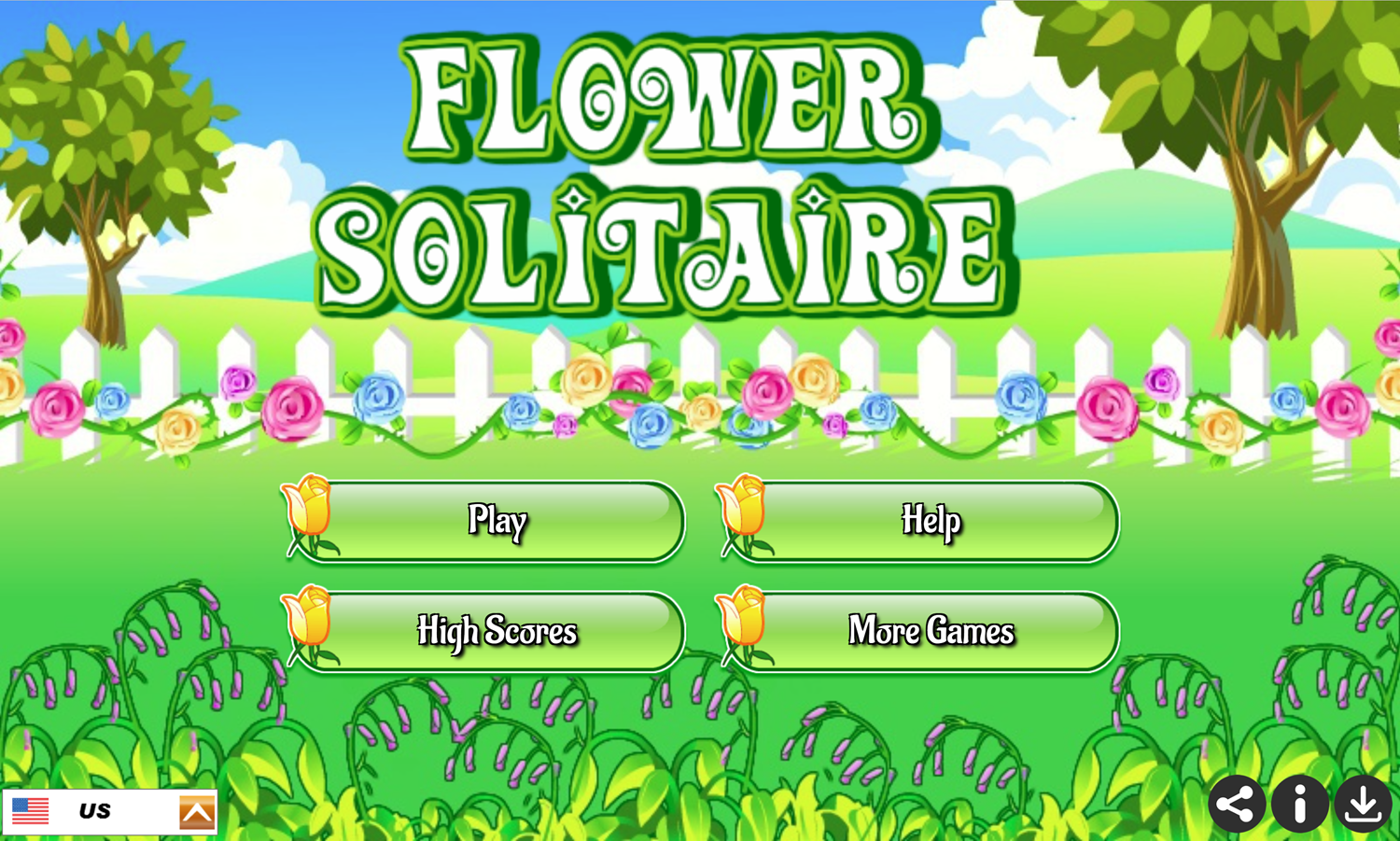 Flower Solitaire Game Welcome Screen Screenshot.