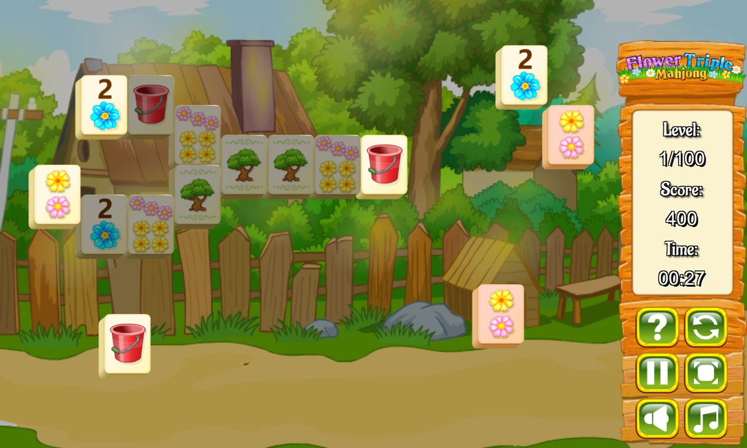 Flower Triple Mahjong Game Level Play Screenshot.
