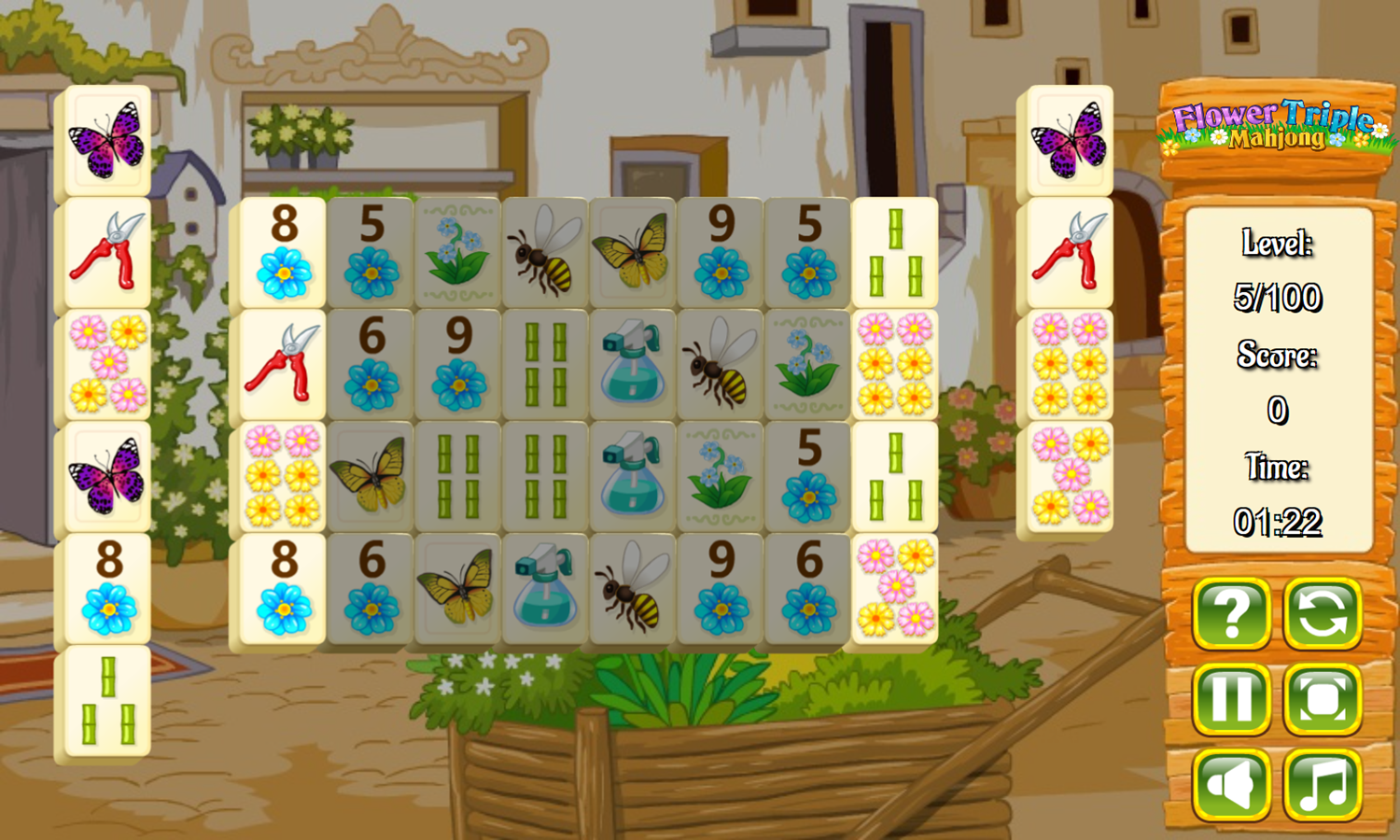 Flower Triple Mahjong Game Level Progress Screenshot.