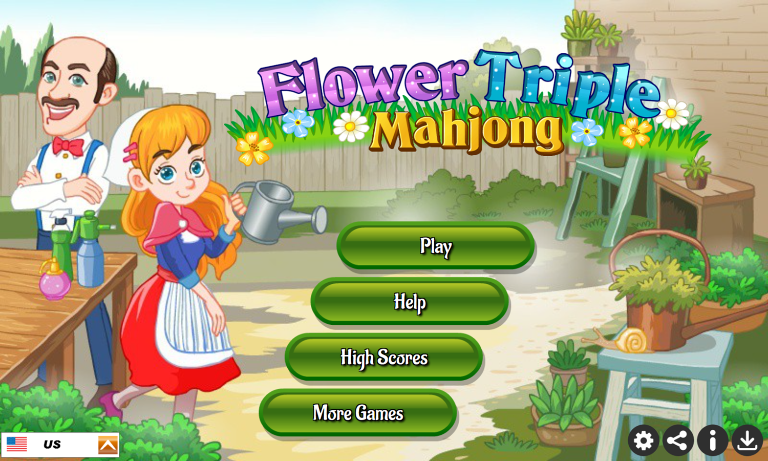 Flower Triple Mahjong Game Welcome Screen Screenshot.