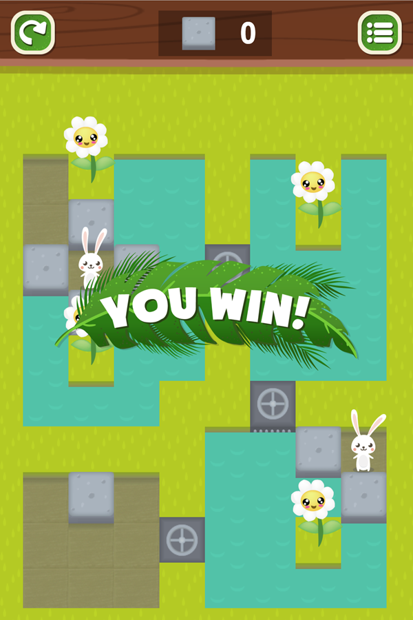 Flowers and Rabbits Game Level Complete Screen Screenshot.