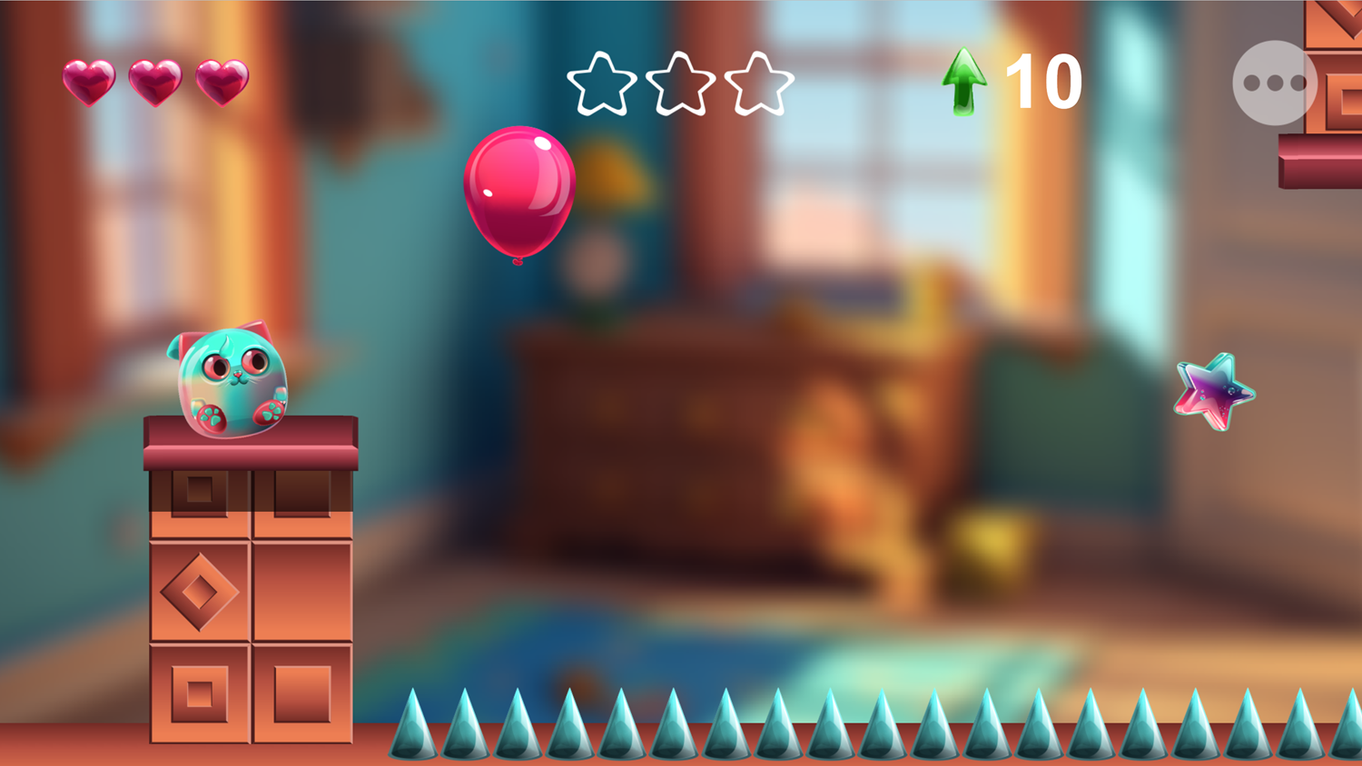 Fluffy Jelly Cat Game Level With a Balloon Screenshot.