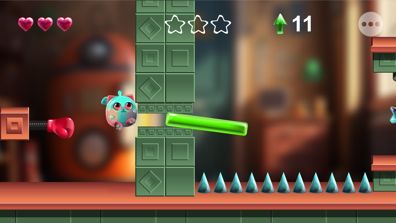 Fluffy Jelly Cat Game Level With a Boxing Glove Screenshot.