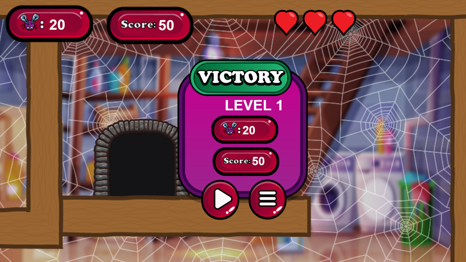Fly Hunt Game Level Complete Screenshot.