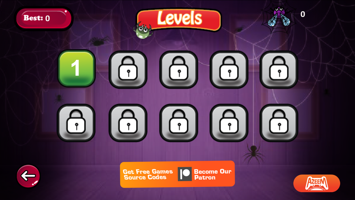 Fly Hunt Game Level Select Screenshot.
