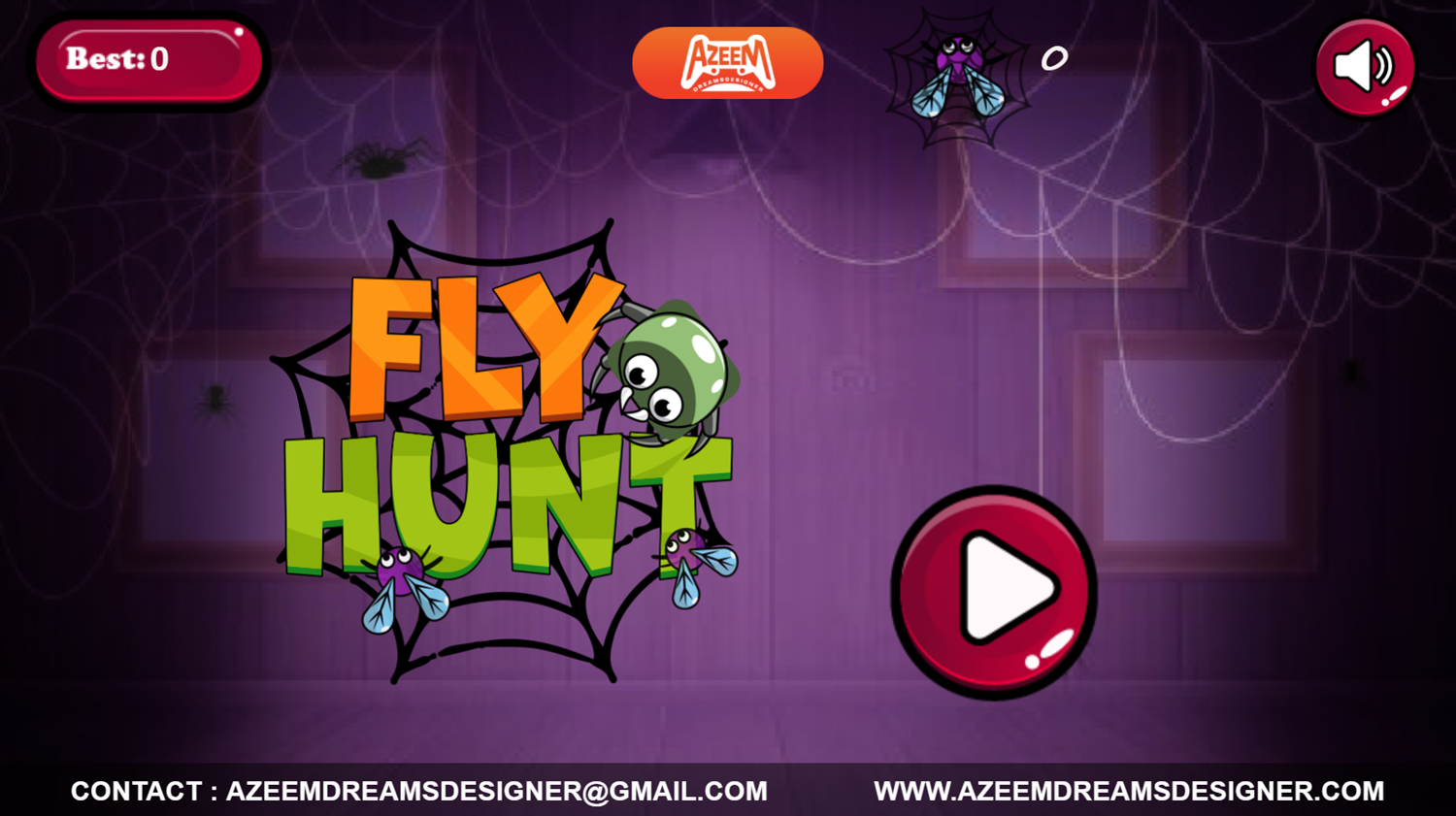 Fly Hunt Game Welcome Screen Screenshot.