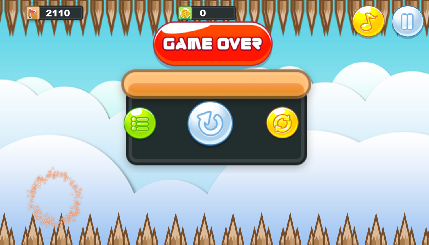 Flying Change Game Over Screenshot.