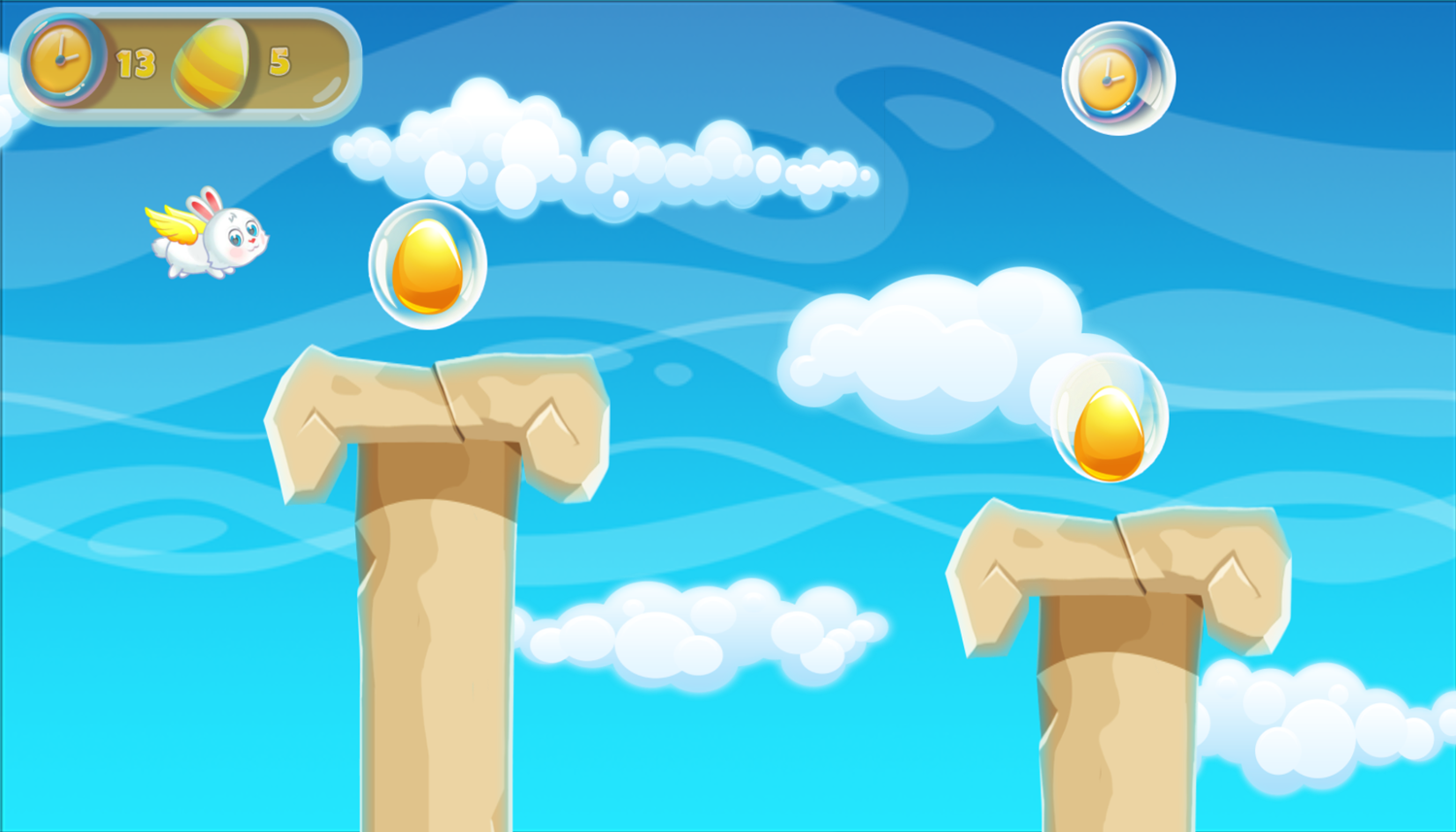 Flying Easter Bunny Game Play Screenshot.