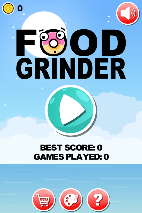 Food Grinder Game Welcome Screen Screenshot.