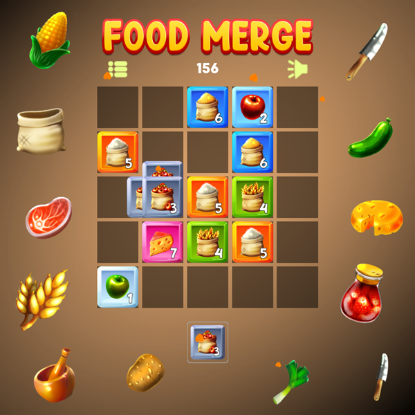 Food Merge Game Play Screenshot.