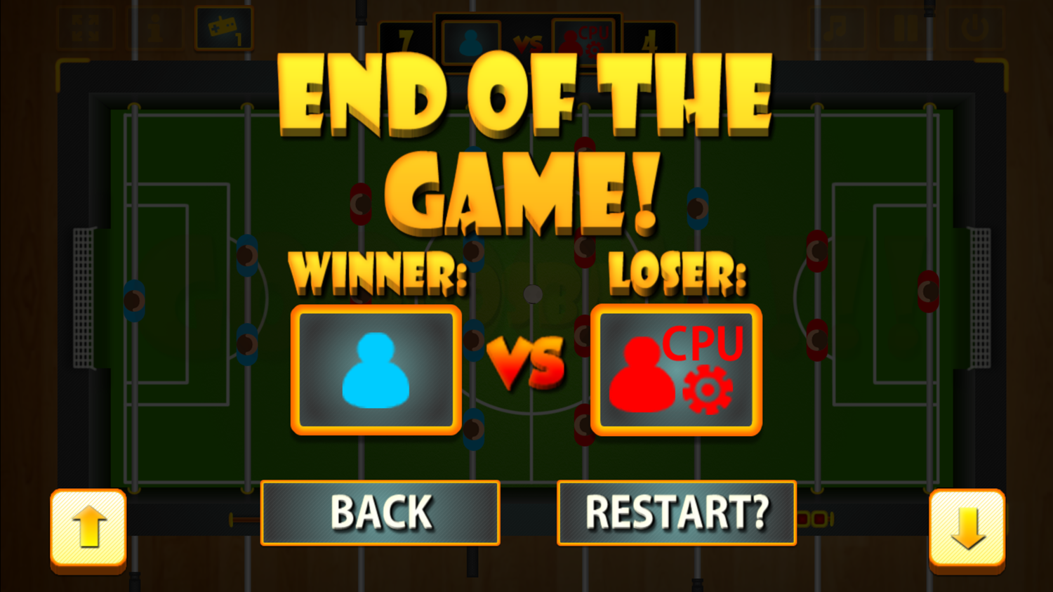 Foosball Game Won Screenshot.