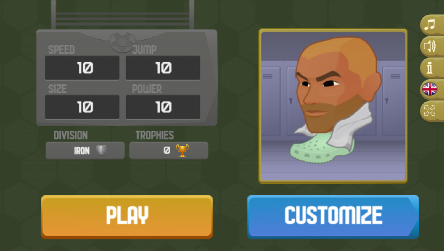 Football Heads Game Menu Screenshot.