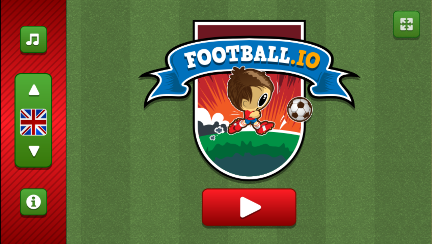 Football.io Game Welcome Screen Screenshot.