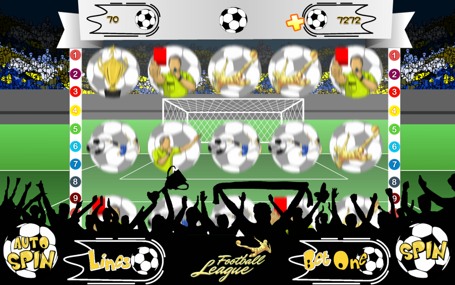 Football League Slot Machine Game Spinning Screenshot.